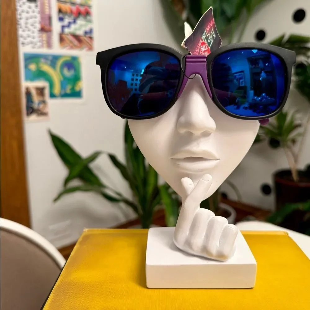 Rad True Vintage 1980s Deadstock Unisex Neon Violet Blue Lens Sunglasses